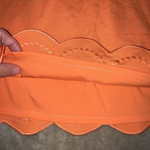 Talbots Womens Skirt Size 10 Orange Cotton Scallop Hem Linen Stretch Hawaii Vaca - Picture 3 of 7